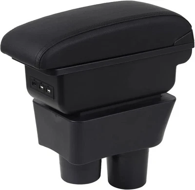 Caja reposabrazos para Nissan Versa 2012-2019 almacenamiento de doble capa con 3 puertos USB Foto 1 de 4