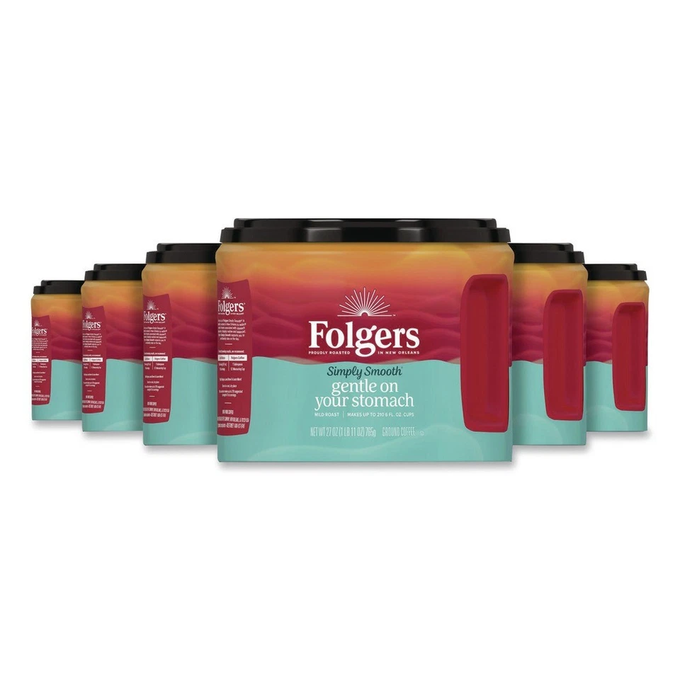 Folgers 30446CT 27 oz. Gentle On Your Stomach Smooth Ground Coffee (6/Carton)New