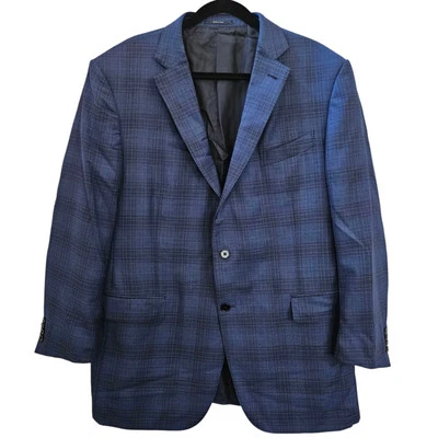 Abrigo deportivo Ermenegildo Zegna para hombre talla 46R azul a cuadros Milano Achillfarm lana seda  Foto 1 de 4