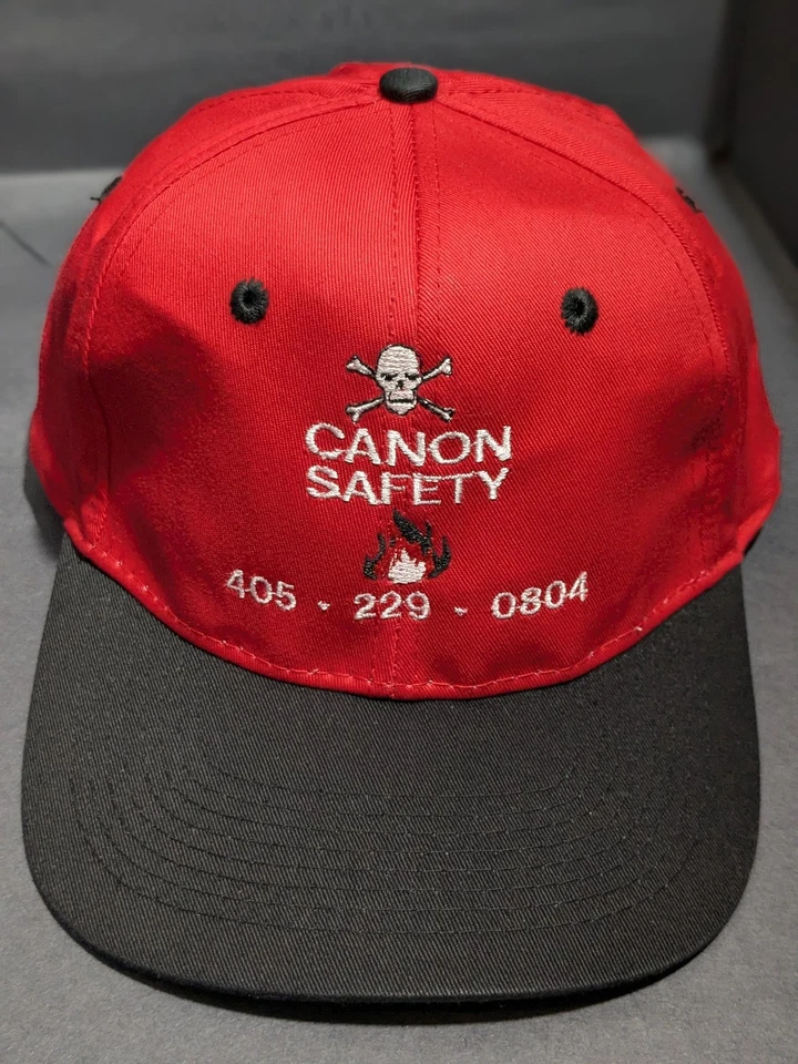 Boné de segurança Canon Snap Back vermelho preto bordado publicidade caveira masculino - Imagem 1 de 4