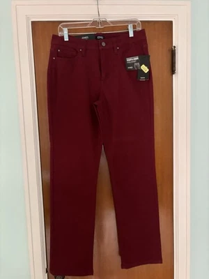 Jones New York NWT Lexington Straight burgundy merlot jeans sz 10 $79 Sculpt - Image 1 of 4
