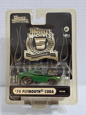'70 PLYMOUTH CUDA GREEN 05-08 MUSCLE MACHINES DIECAST CAR 2005 ANNIVERSARY - Image 1 of 4