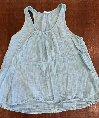 Blusa sin mangas Lou & Grey azul verdoso talla M algodón gasa Foto 1 de 4