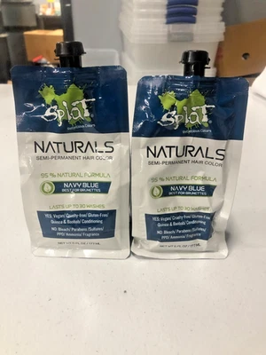 2 X Splat Мятежные Цвета Naturals Полупостоянный Цвет Волос Темно-синий. 6 унций - Изображение 1 из 2