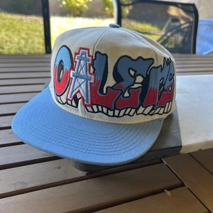 Houston Oilers Double Graffiti TOW Custom Snapback Hat Cap Cream Dome Two Tone - Picture 1 of 13