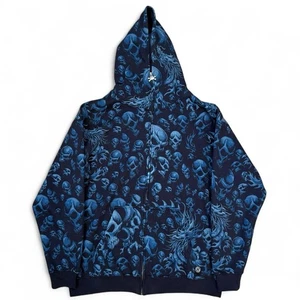 Vintage Hybrid Skull Dragon AOP Hoodie Skater Jesse Pinkman Men’s Large Y2K VTG - Picture 1 of 6