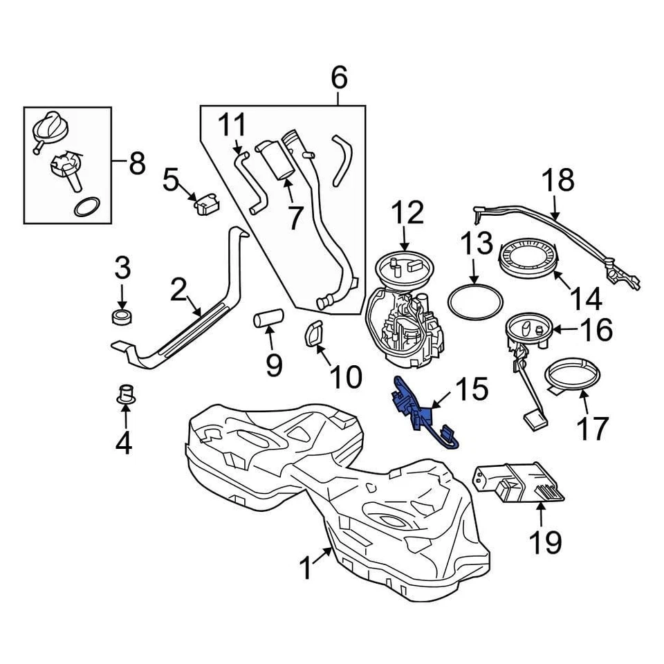 For BMW 750i 2006-2008 BMW 16117183795 Right Fuel Sender & Hanger Assembly - Image 1 of 1
