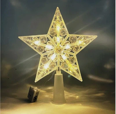 15 cm LED Glowing Star Tree Topper Xmas Tree Decoration Home Party UK .NEW