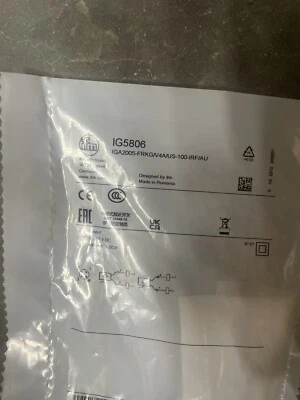 NEW SEALED IFM IG5806 / IGA2005-FRKG/V4A/US-100-IRF/AU  INDUCTIVE 8mm 10-55VDC - Image 1 of 3