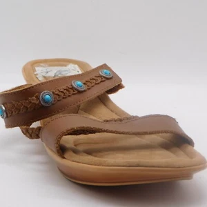 Minnetonka Causal Footwear Women Leather Sandals Braided Medallions Logo Size 10 - Picture 1 of 11