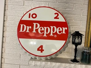Letrero de metal en relieve edición limitada Dr. Pepper 10 2 4 tapa de botella 25" (señal robusta) - Imagen 1 de 7