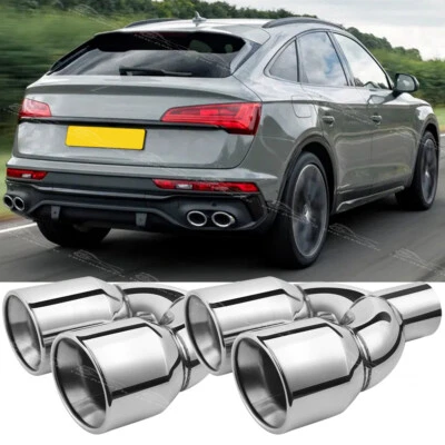 2X Para Audi Q3 Q5 SQ5 Q7 2,5" Em 3,5" Saída Quad Parede Dupla Pontas de Escape Duplas - Imagem 1 de 4