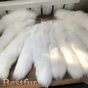 Wholesale 2/5/10pcs-16"-18" Real White Fox Fur Tail Bag Pendant Cosplay Toys - Picture 1 of 1