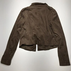 Kenar Jacket Womens Size Small Brown Open Front Cropped Wide Collar Zip Pockets - Picture 1 of 12