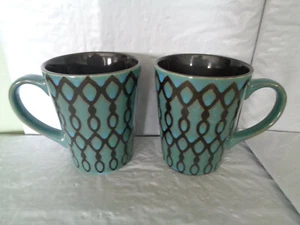 (2) American Atelier / At Home - Kaffeetassen - türkis / schwarz - Bild 1 von 2