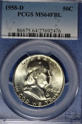 1958 D PCGS MS64FBL FRANKLIN HALF DOLLAR #B50244 - Image 1 of 2
