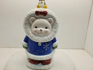 Tarro de galletas Cooks Club copo de nieve y escalofríos muñeco de nieve y pingüino 1998 Navidad - Imagen 1 de 10