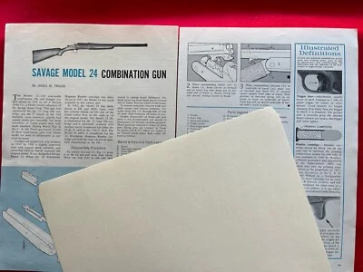 Anuncio impreso vintage 1963 modelo Savage 24 pistola combinada vistas explotadas lista de piezas Foto 1 de 4