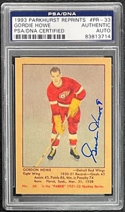 GORDIE HOWE SIGNED 1993 PARKHURST 1951 ROOKIE  REPRINT CARD PSA/DNA Auto - Picture 1 of 2
