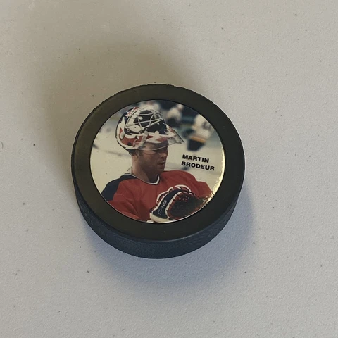 Vtg 90s Martin Brodeur New Jersey Devils Hockey Puck Cover