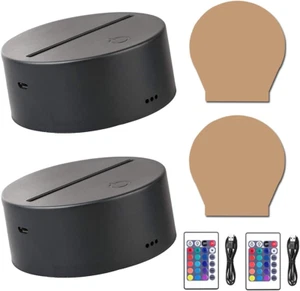 2 Pack 3D Led Night Light Lamp Base, Includes Remote Control, Blank Acrylic a... - Picture 1 of 11
