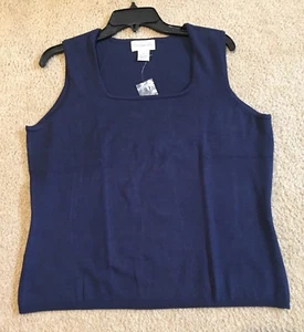 NEW Chadwicks Womens Top XL Dark Blue Knit Tank Sleeveless Scoop Neck NWT - Picture 1 of 8