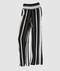 $160 Ralph Lauren Women's Black Striped Smocked Cover-Up Pants Swimwear Size M - Picture 1 of 1
