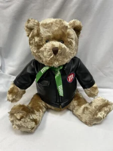 M&M's Plush 10" Bear with Black Biker Leather Look Jacket NO TIN 2003 NWT - Picture 1 of 8