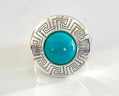 Llavero griego turquesa genuino de plata de ley talla 8 Foto 1 de 4