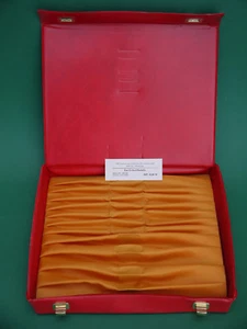 Besteck Etui 6 x 4 Bestecks Besteckkasten DDR 6 x 4tlg Leder rot gelb leer - Bild 1 von 1