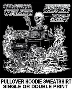 1955 OLD SCHOOL MUSCLE HOT ROD OUTLAW DRAG RACE CAR SKULL HOODIE SWEATSHIRT OM2 - Bild 1 von 12