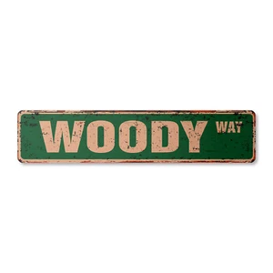 Panneau de rue vintage WOODY bois woodie woodies extérieur forêt | intérieur/extérieur - Photo 1/4