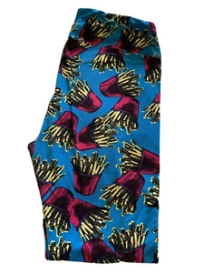Lularoe TC Leggings French Fries Blue New Hard To Find Unicorns - Picture 1 of 3