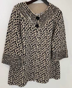 Storybook Knits HSN Cardigan Button Up Sweater Animal Print Size Women's 2X - Picture 1 of 9