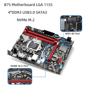 B75 Motherboard LGA 1155 NVMe Support 4*DDR3 PC Memory Dual Channels Up to 32GB - Picture 1 of 12