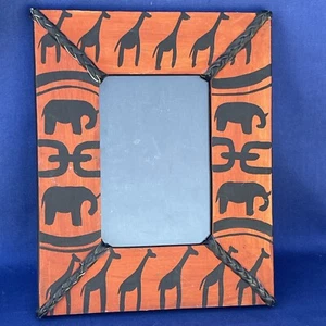 Swahili Kenya Giraffe Elephant Leather Braid UNIQUE photo frame safari ❤️blt10m7 - Picture 1 of 7