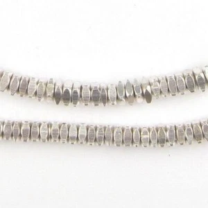 Shiny Silver Faceted Square Beads 4mm White Metal Large Hole 24 Inch Strand - Picture 1 of 1