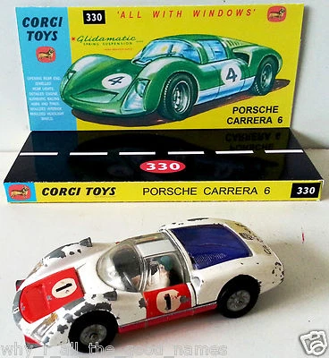 Vintage CORGI 330 / 371 PORSCHE CARRERA 6  Diecast Model Car & Custom Display - Image 1 of 4