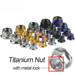 Titanium Nut M5 M6 M8 M10 M12 Flange Metal Lock Nut for Bike Motorcycle Car - Picture 1 of 19