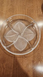 J.G. Durand Crystal Florence Divided Serving Dish Frosted 4 Compartments - Picture 1 of 3