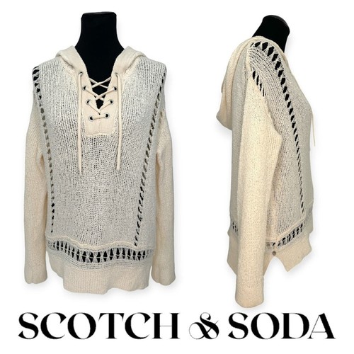 OFF WHITE Maglione con cappuccio Scotch & Soda XS Maison Scotch naturale lavorato a maglia sciolta