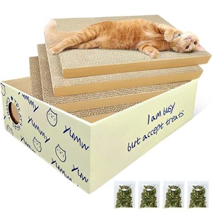 Extra Large Cat Scratcher Cardboard, Scratch Pad with Cat Scratcher Box, Reve... - Picture 1 of 9