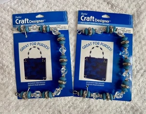 Set 2 Beaded Purse Handles Darice Craft Design Blue Silver Clear NIP 1974-780 - Picture 1 of 8