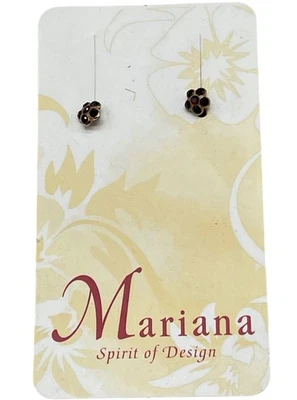 Mariana stud floral earrings red crystals hand made E-1166 241 READ NEW - Image 1 of 4