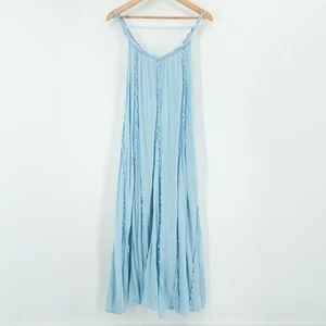 Free People McKinley Blue Maxi Dress XS Boho Flowy Gauze Ruffle Romantic Whimsy - Picture 1 of 10