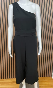 Banana Republic Women's Jumpsuit One-Piece Stretch One-Shoulder Belted 0 Black - Picture 1 of 10