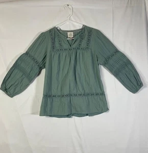 Knox Rose Women's Long Sleeve Olive Green Thermal Top Floral Size Medium - Picture 1 of 12