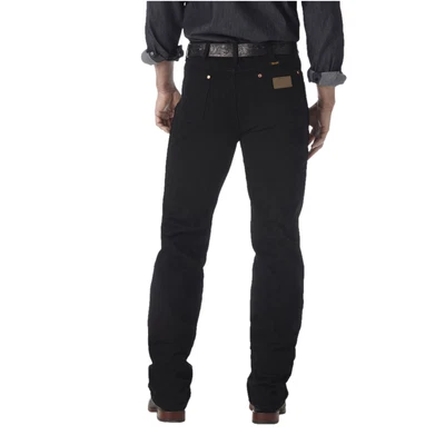 Pantalones de mezclilla Wrangler para hombre corte vaquero calce ajustado negro sombra 0936WBK Foto 1 de 4