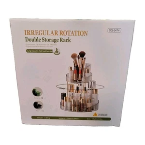 Make-up Perfume Double Storage 360 Spin Rotating Rack Dark Green/Clear - Picture 1 of 10