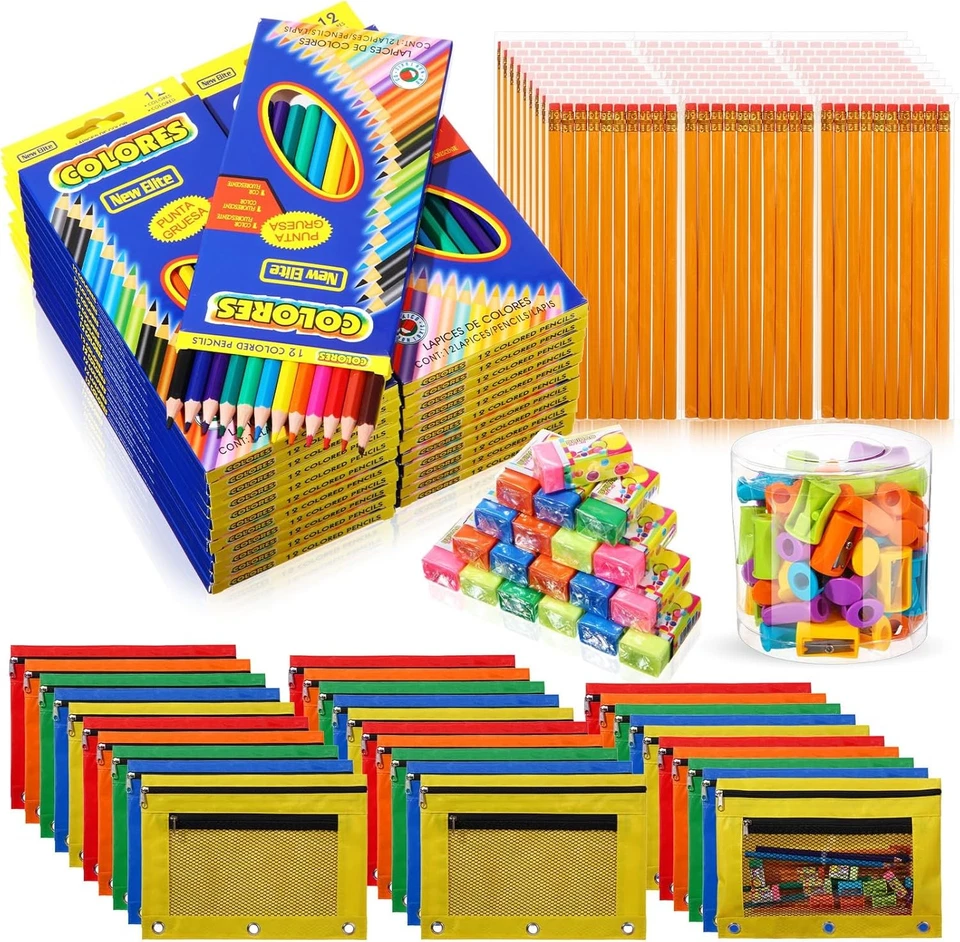 Kit de 50 juegos de útiles de regreso a la escuela para niños incluye paquete de 50 lápices de colores 50 Foto 1 de 4